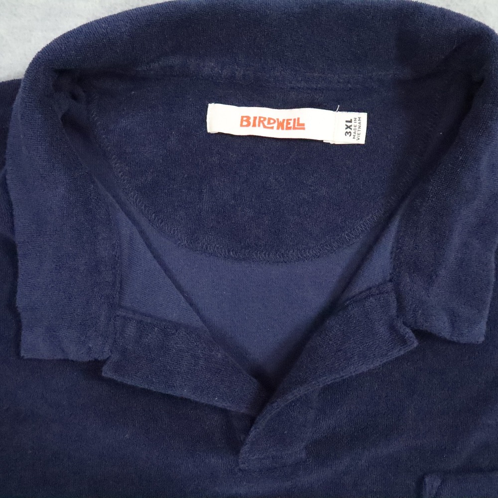 Birdwell Beach Britches Terry Cloth Polo Shirt Mens 3XL Navy Blue Short‎ Sleeve - Picture 3 of 5
